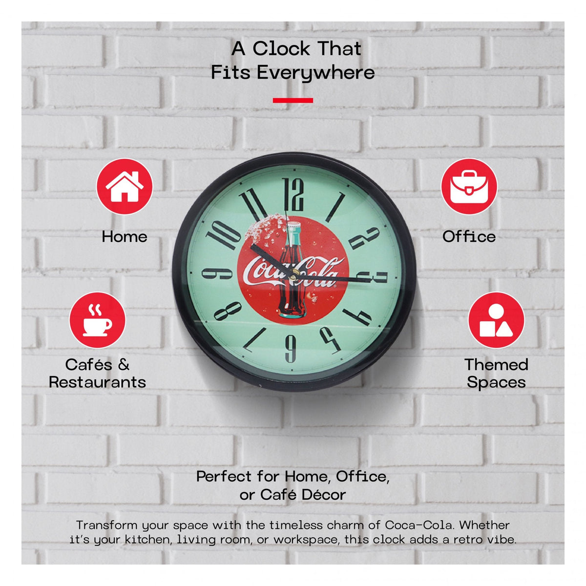 COCA-COLA RETRO 1990S ANALOG WALL CLOCK