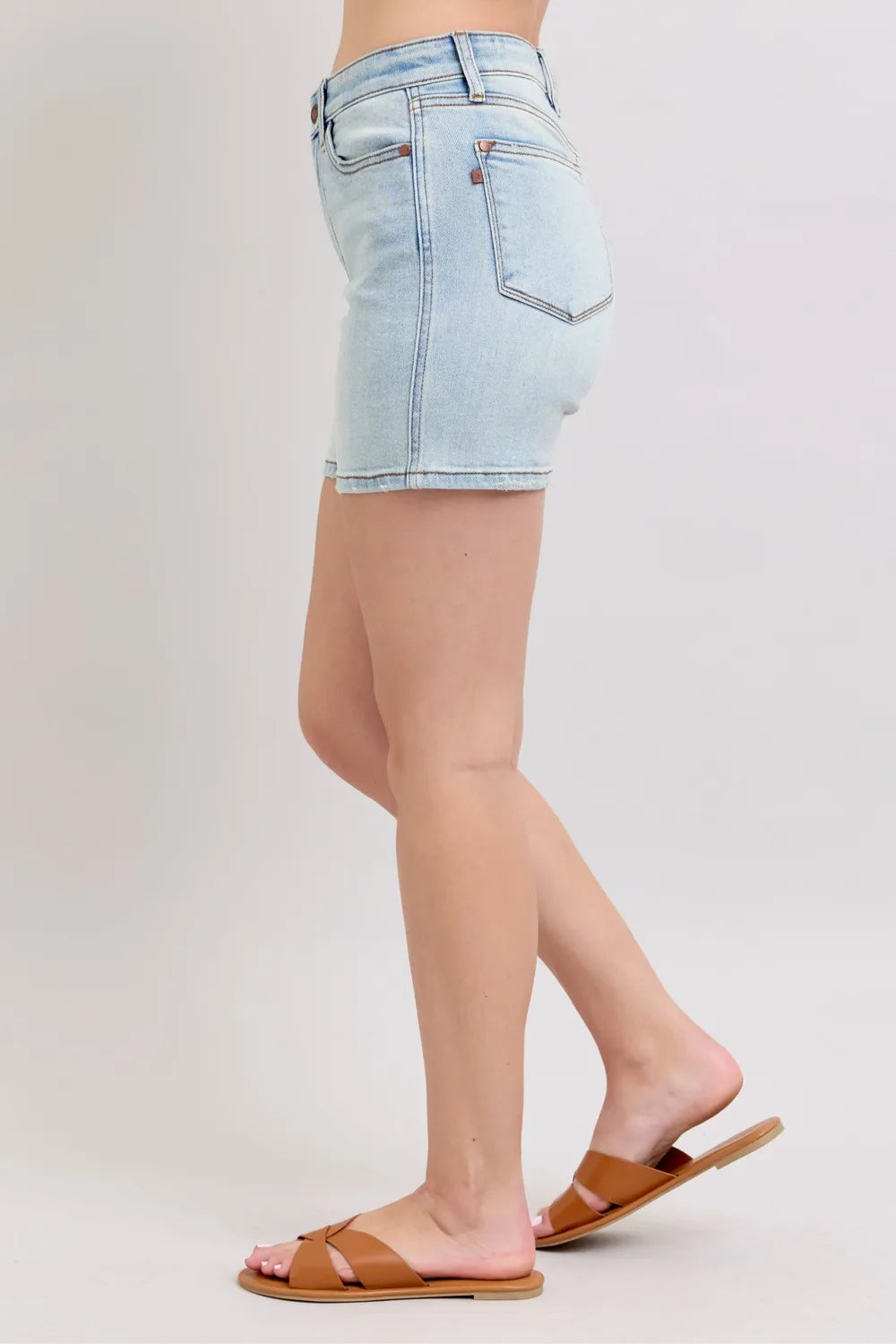 Judy Blue Full Size 2 Button Denim Shorts with Pockets Plus Size