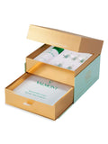 Face regenerating mask set in open cardboard box with individual packets