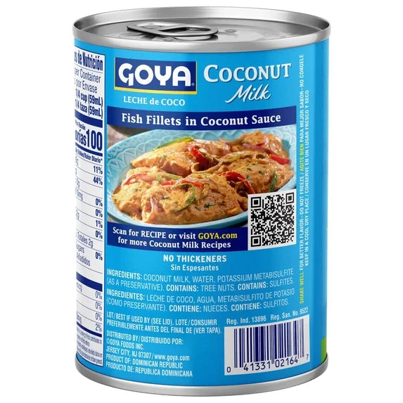 Leche de Coco GOYA  sin Endulzar para Cocinar y Hornear| 13.5 fl oz