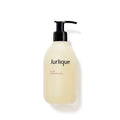 Jurlique rose shower gel bottle with black pump, pale cream liquid