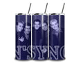 20 oz skinny tumbler set with N'SYNC photo graphic and three straws