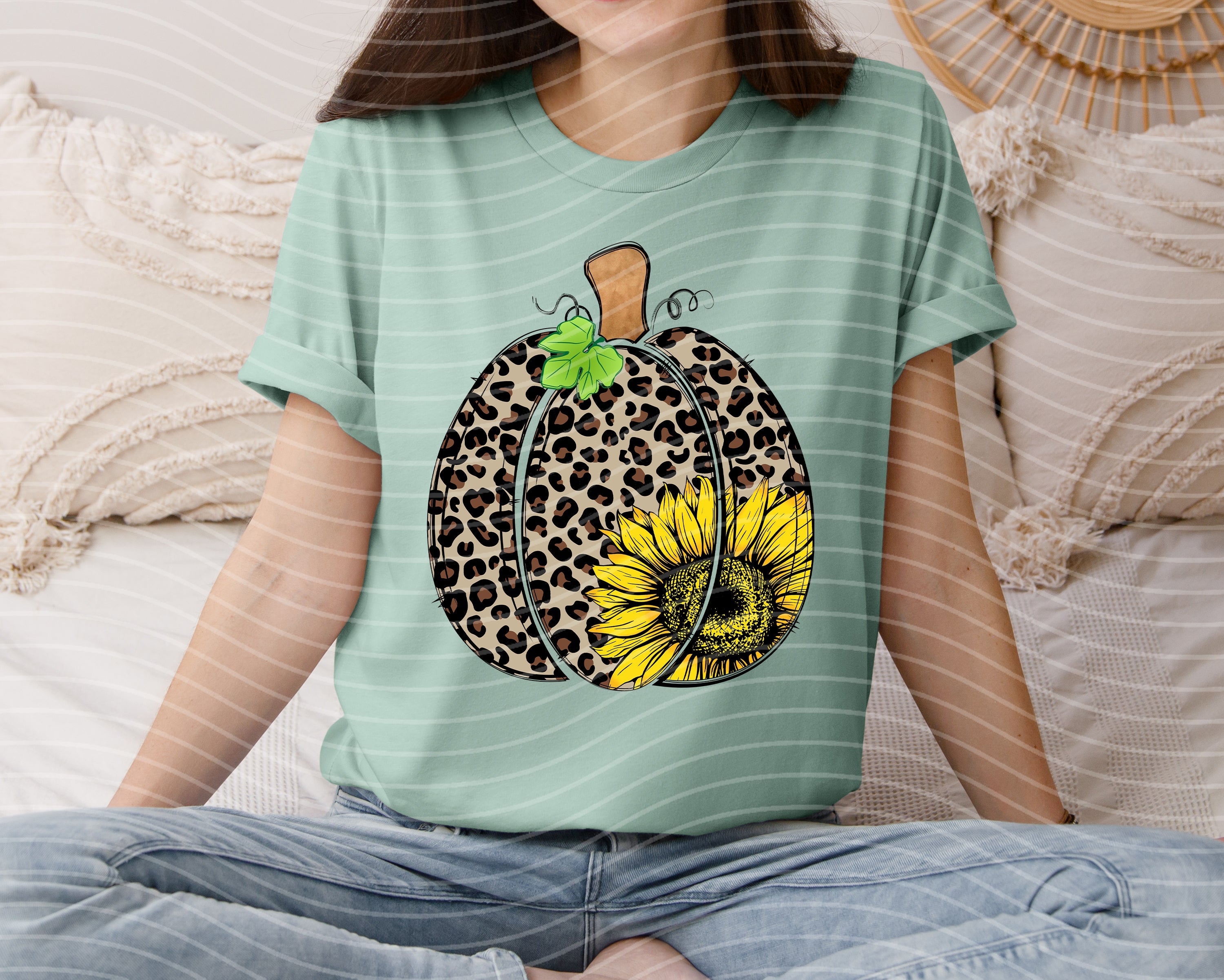 Leopard Sunflower Pumpkin Graphic Tee