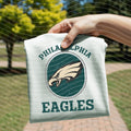 Light cream graphic tee with retro eagle stamp and PHILADELPHIA, EAGLES lettering