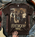 Fleetwood Mac graphic T-shirt in dark brown with band photo and Fleetwood Mac logo