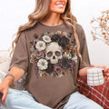 Mauve Floral Skull Graphic Tee