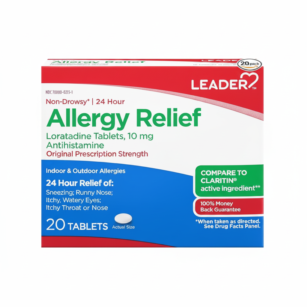 Leader 24 Hour Allergy Relief Loratadine 20 TB