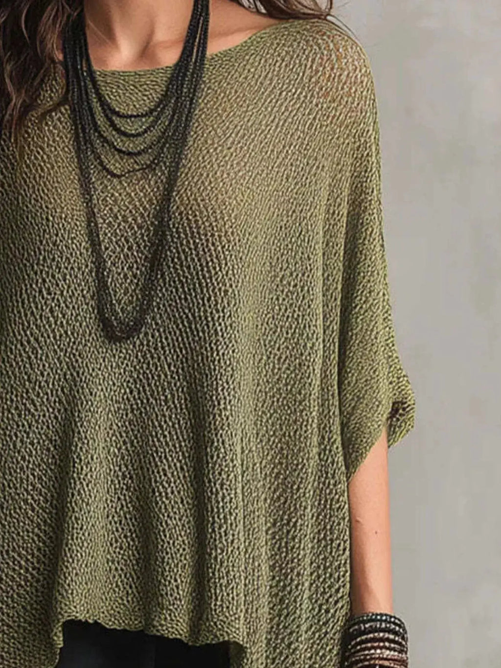 Loose Fit Knit Top with Round Neck
