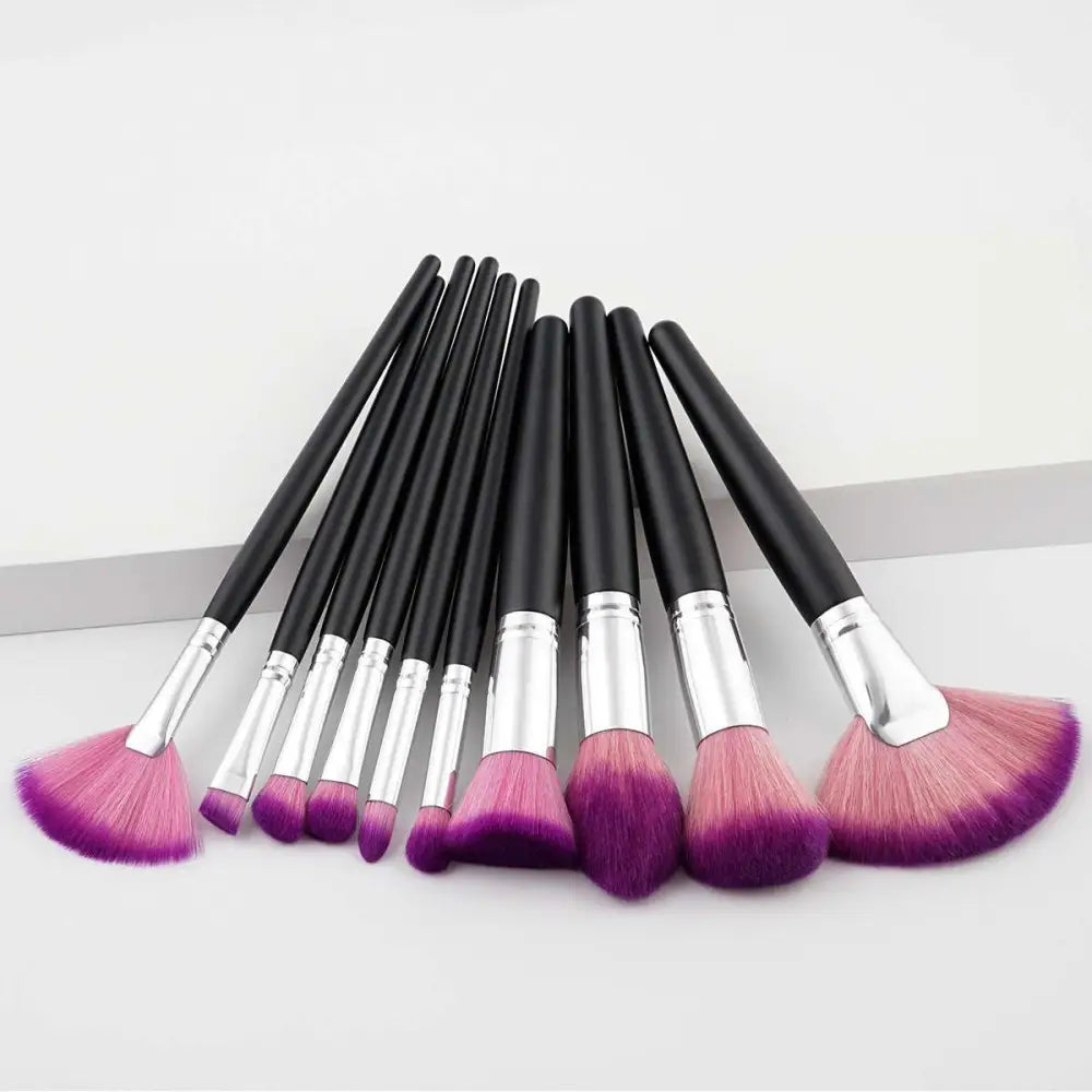 10 Piece Purple Gradient Makeup Brush Set