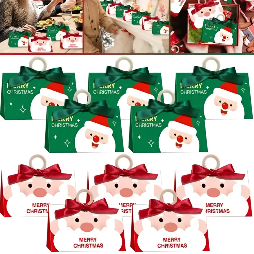 10 Santa Claus Christmas Candy Boxes with Ribbon