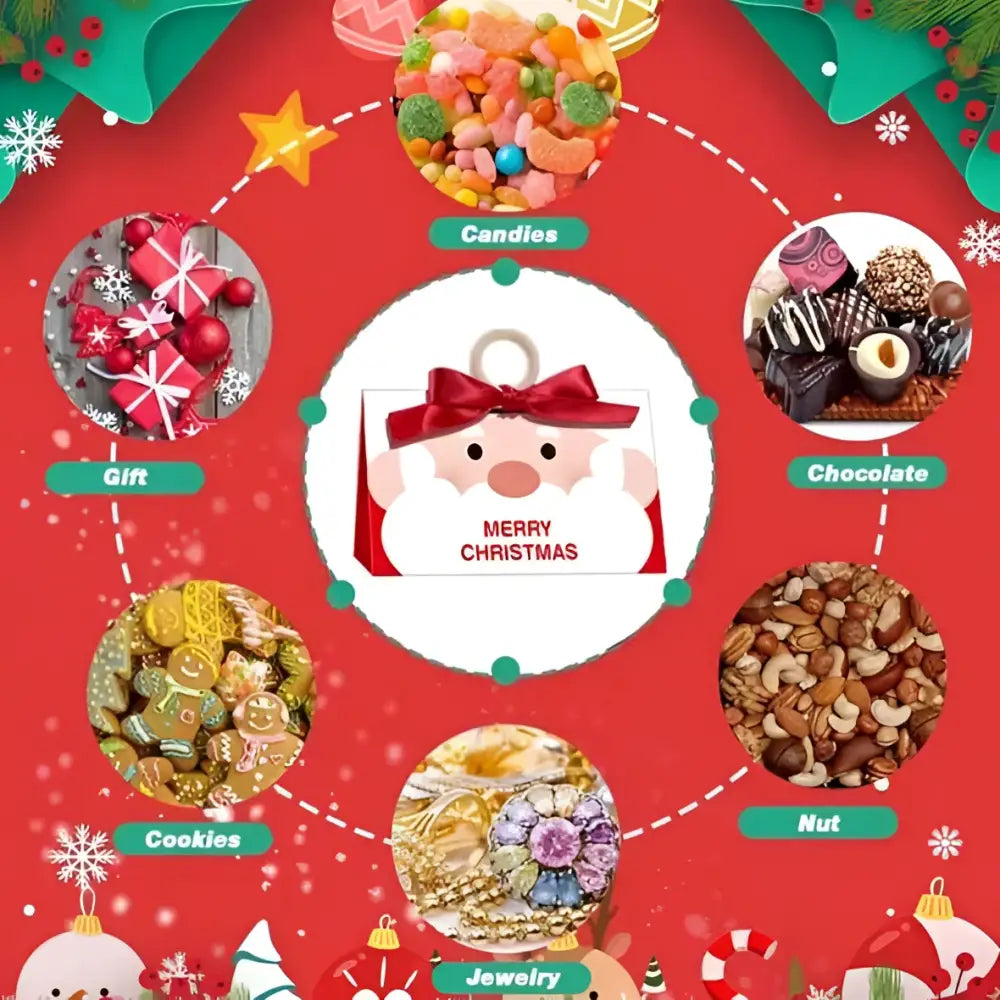 10 Santa Claus Christmas Candy Boxes with Ribbon