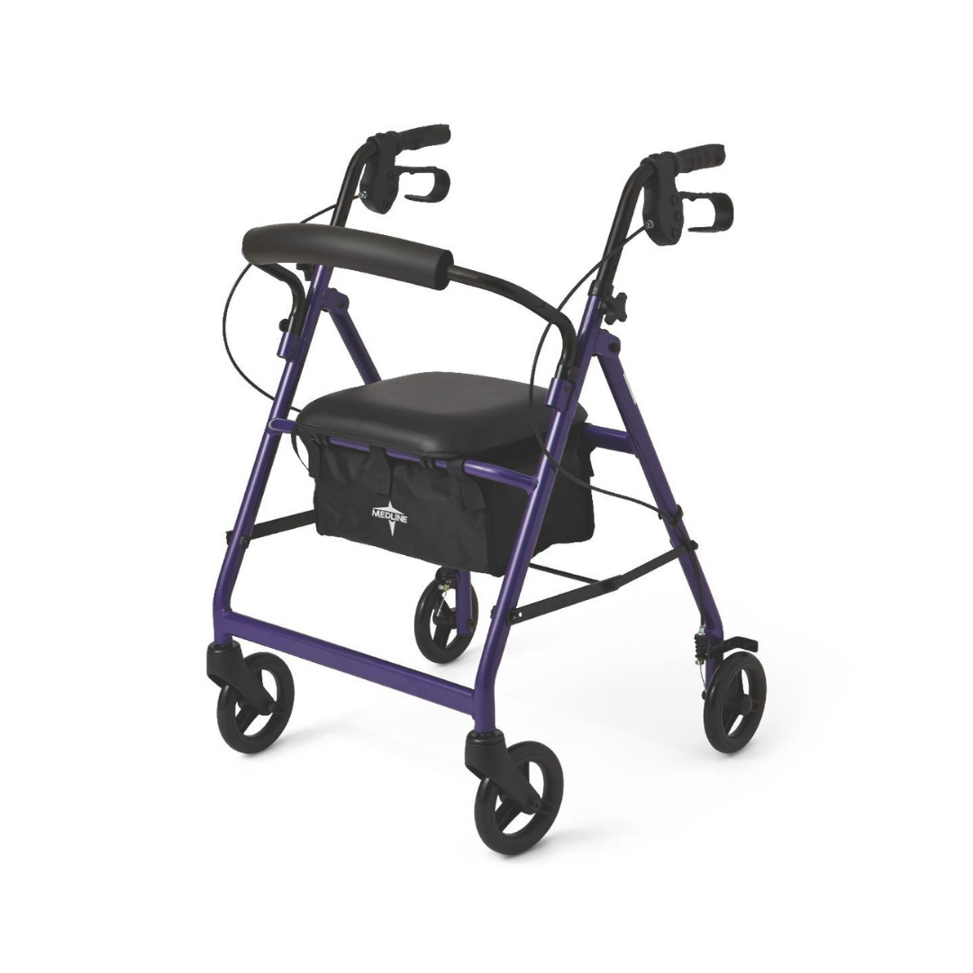 Medline Rollator Walker with Seat and Wheels Purple (1 unit)