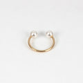 925 Sterling Silver Pearl Open Ring Double Pearl Adjustable Ring for Women Girls