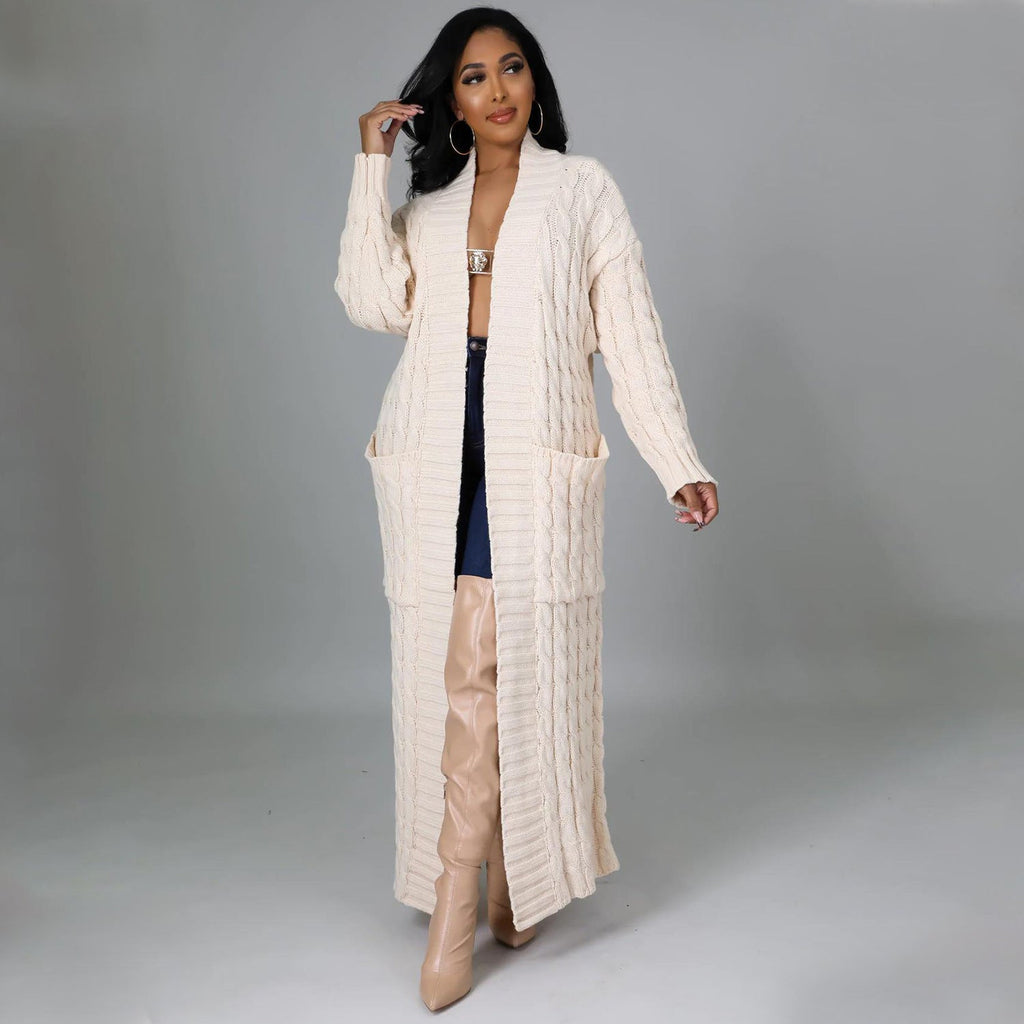 Autumn Winter Women Clothing Sexy Casual Long Sleeve Long Sweater Coat