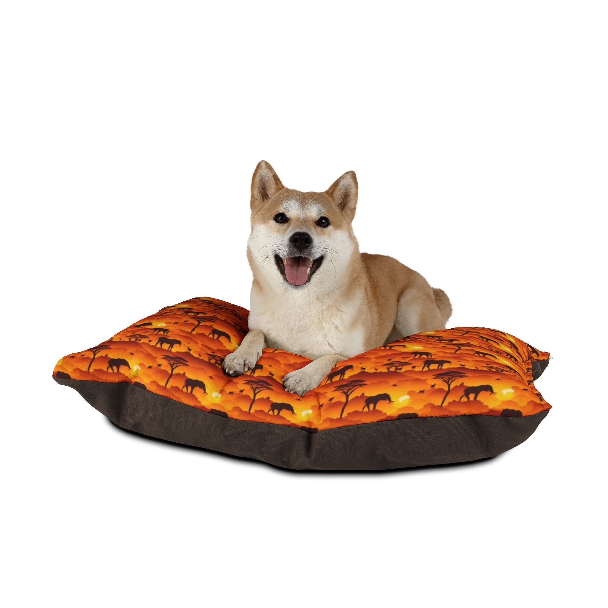 Savanna Sunset Tapestry: Elephants and Acacias in Endless Horizon - Pet Bed Pet Zen