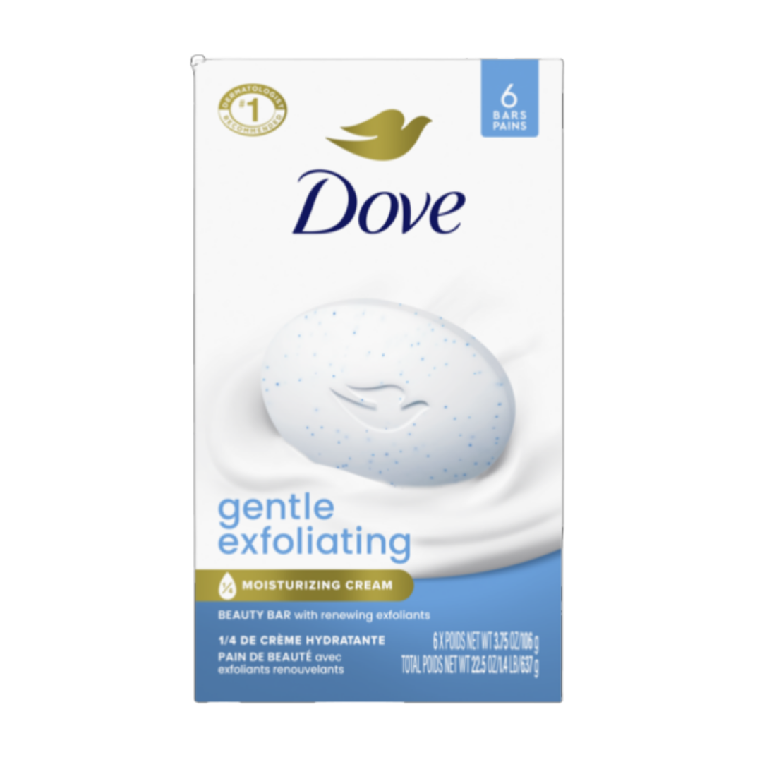 Dove Gentle Exfoliating Beauty Bar with Renewing Beads 6 Bars Soap