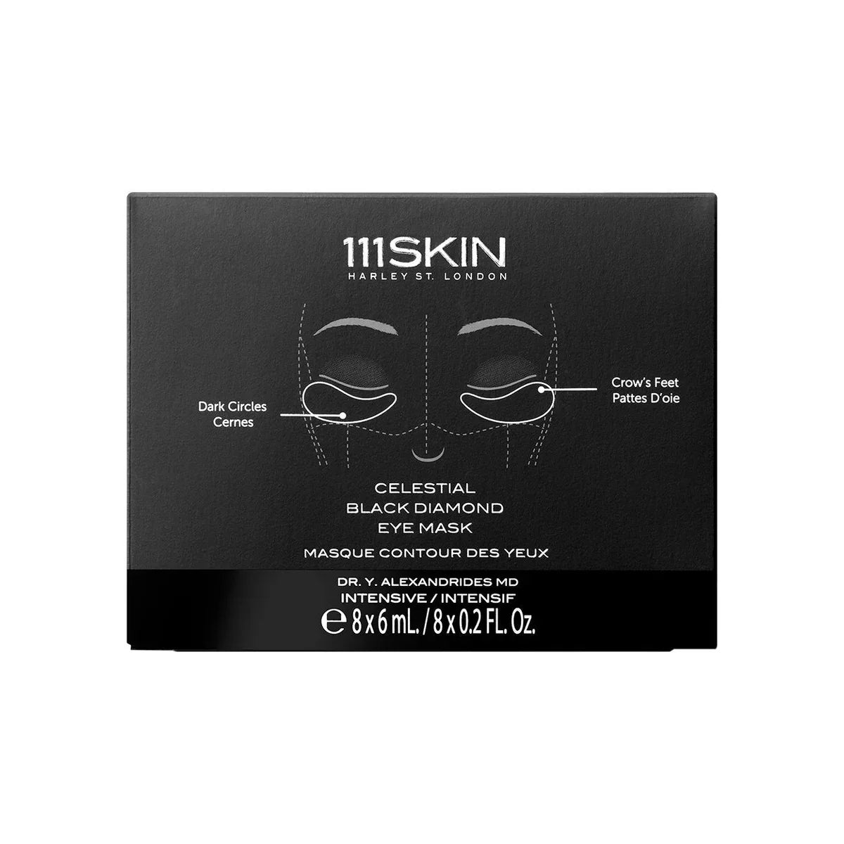 Black diamond eye mask box with 111SKIN Celestial branding and contour eye mask label