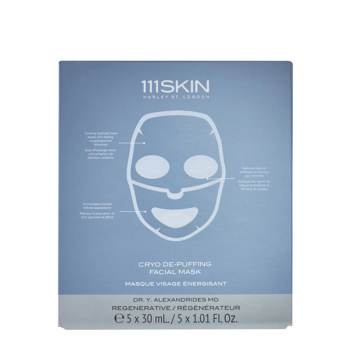 111SKIN Cryo de-puffing facial mask set box, 5 masks (30 mL each)