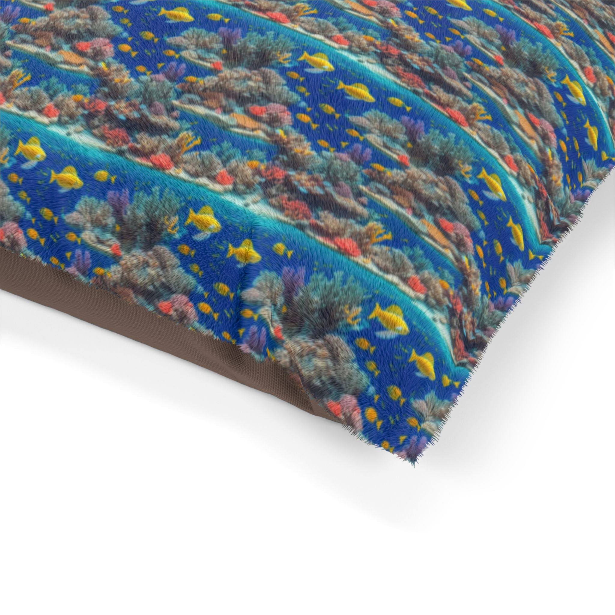 Sunlit Reef Mosaic with Golden Fish Shoals - Pet Bed Pet Zen