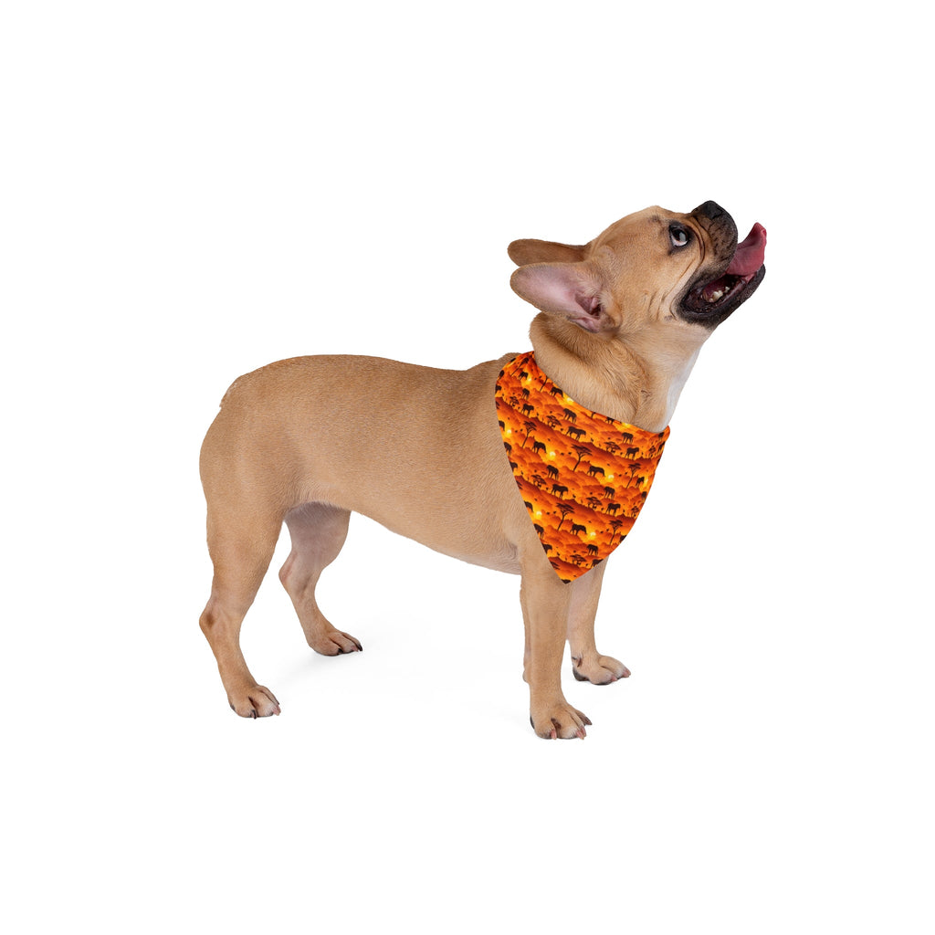 Savanna Sunset Tapestry: Elephants and Acacias in Endless Horizon - Pet Bandana Pet Zen