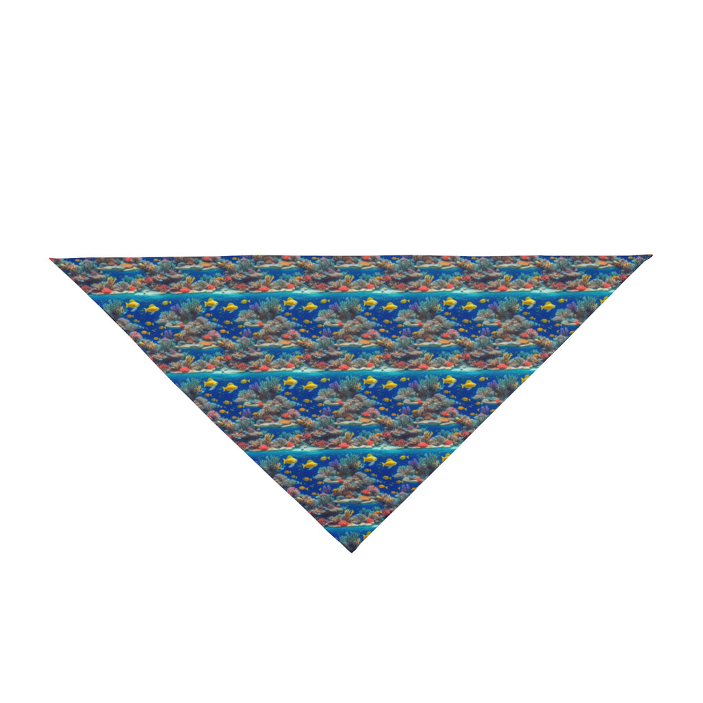 Sunlit Reef Mosaic with Golden Fish Shoals - Pet Bandana Pet Zen