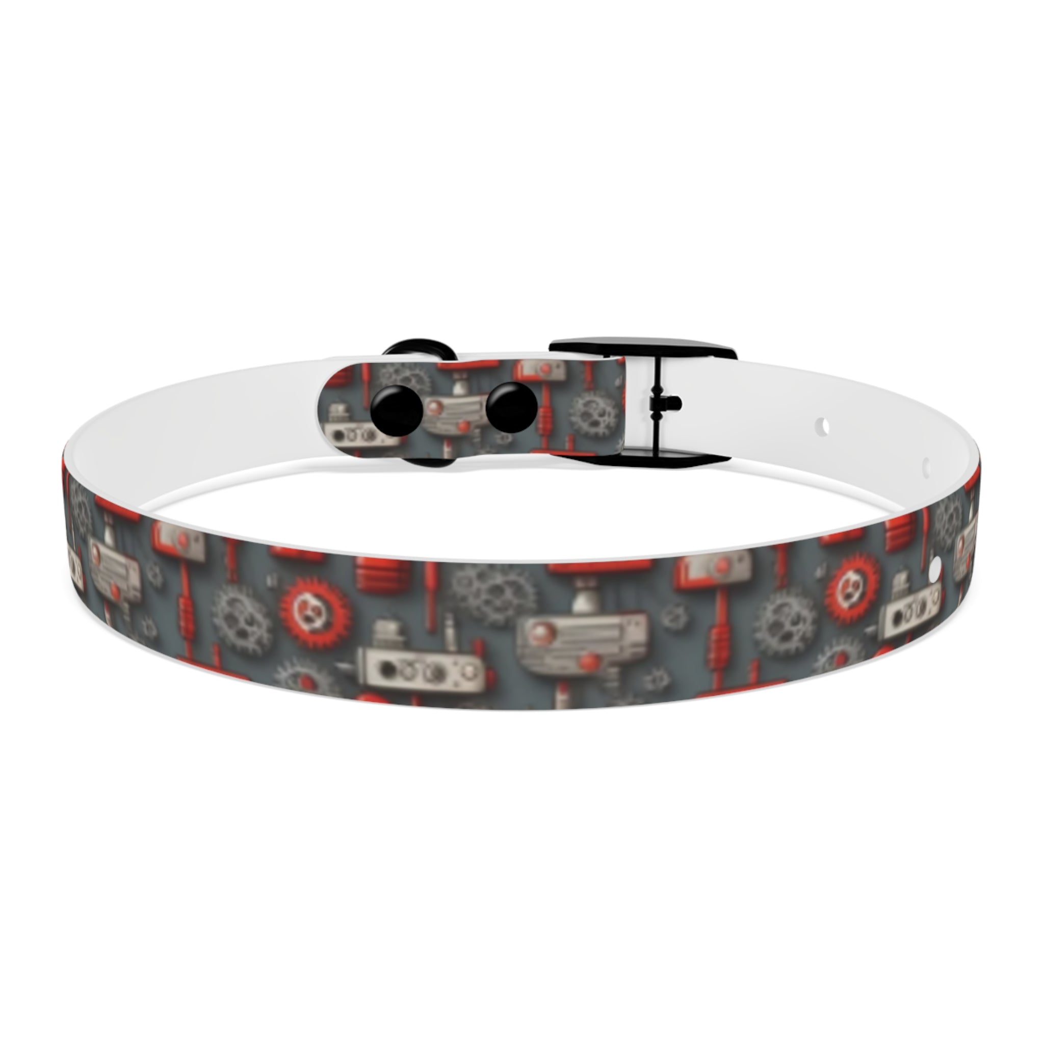 Crimson Cogs and Circuitry Pattern - Pet Collar Pet Zen