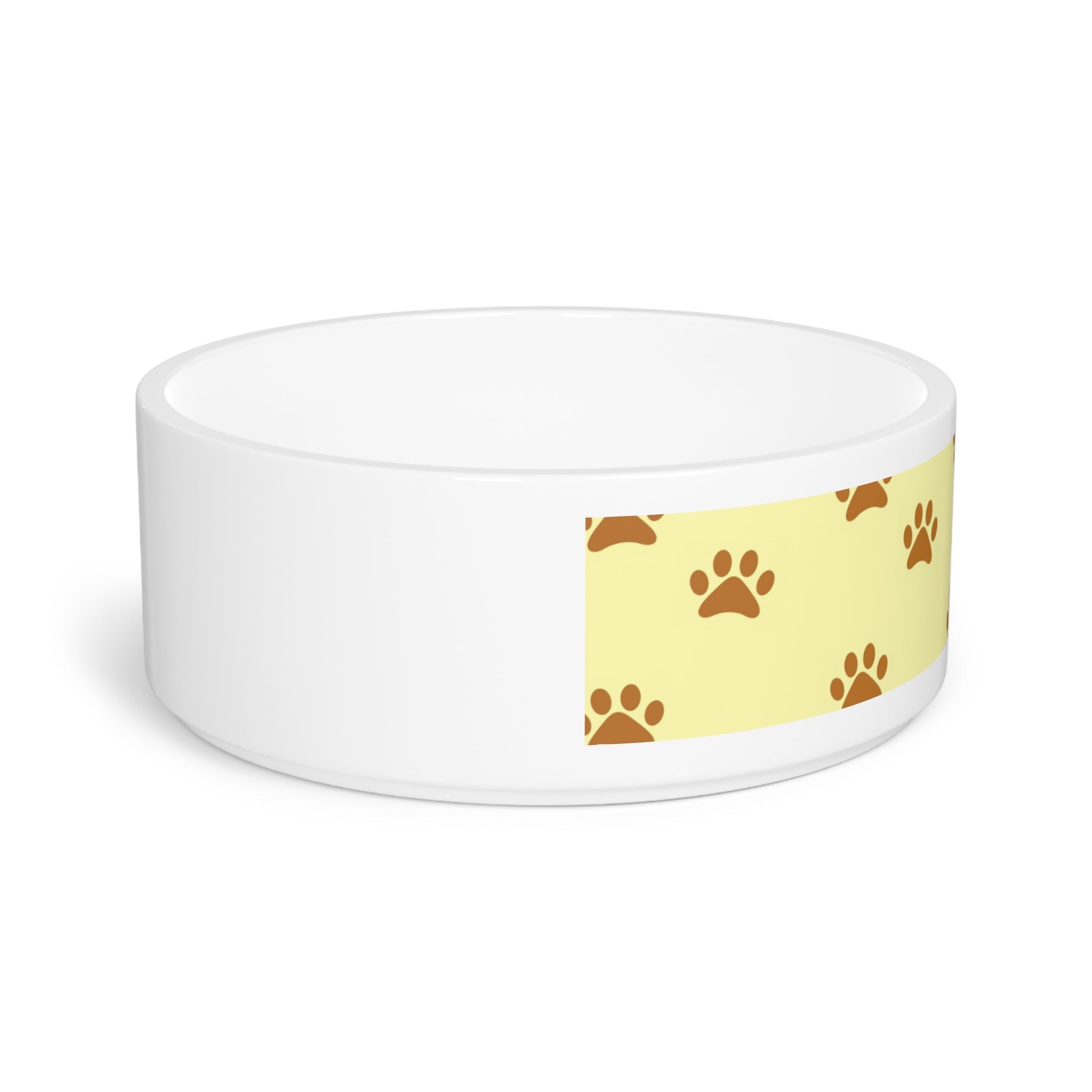 Golden Pawprints on Buttercream Sky - Pet Bowl