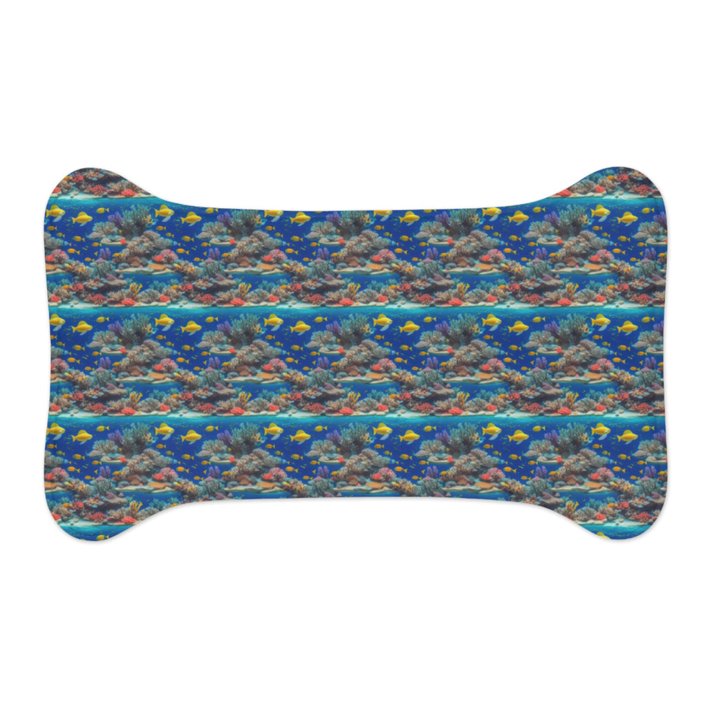 Sunlit Reef Mosaic with Golden Fish Shoals - Pet Feeding Mat Pet Ze