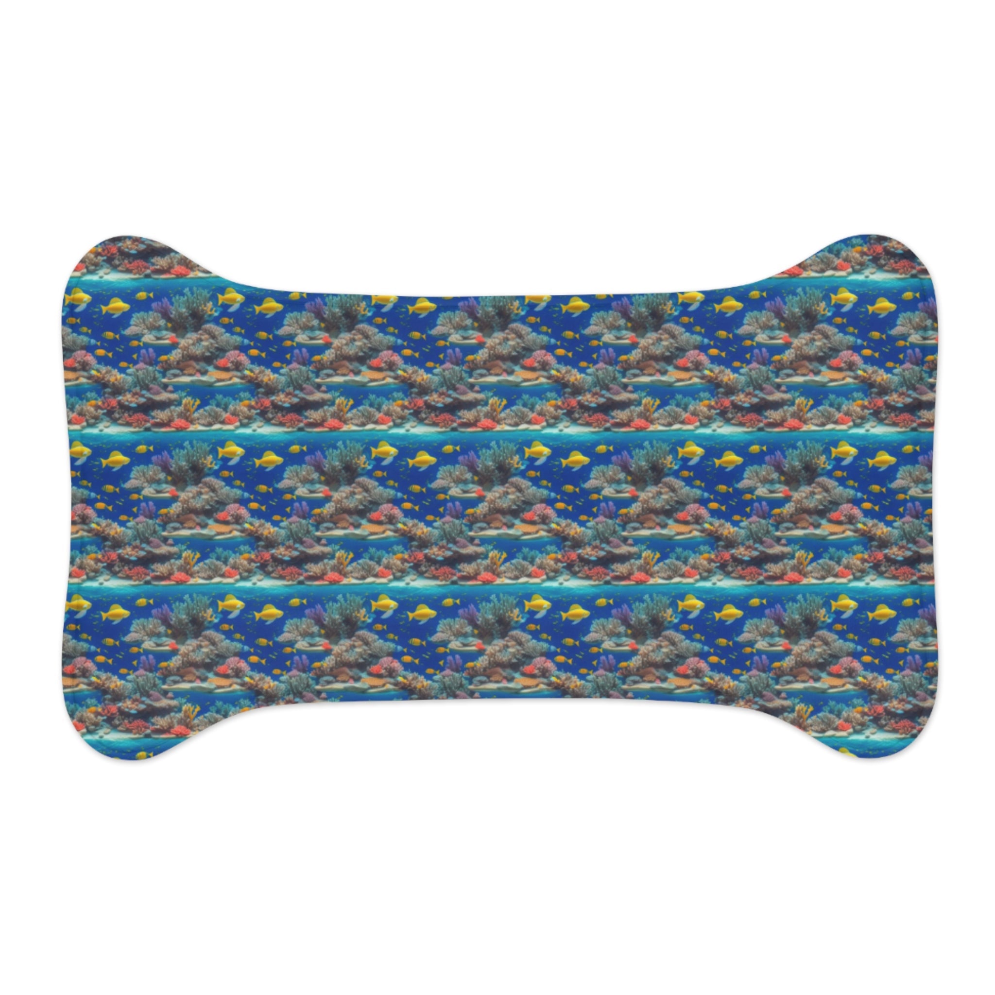 Sunlit Reef Mosaic with Golden Fish Shoals - Pet Feeding Mat Pet Ze