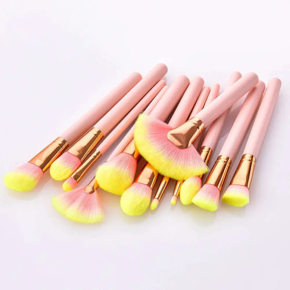12pcs Beauty Makeup Brushes Pink and Gold Set
