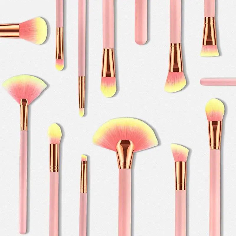 12pcs Beauty Makeup Brushes Pink and Gold Set