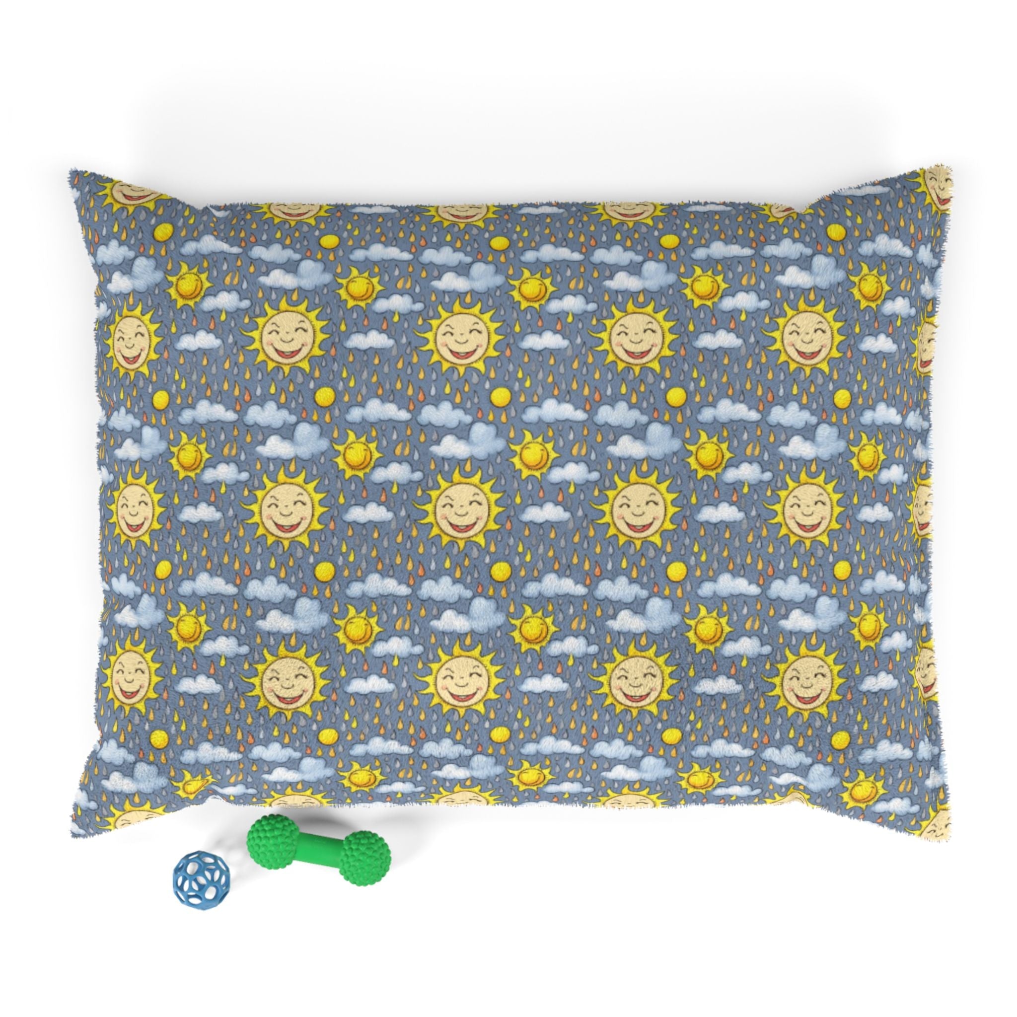 Smiling Suns in a Rainy Sky Pattern - Pet Bed Pet Zen