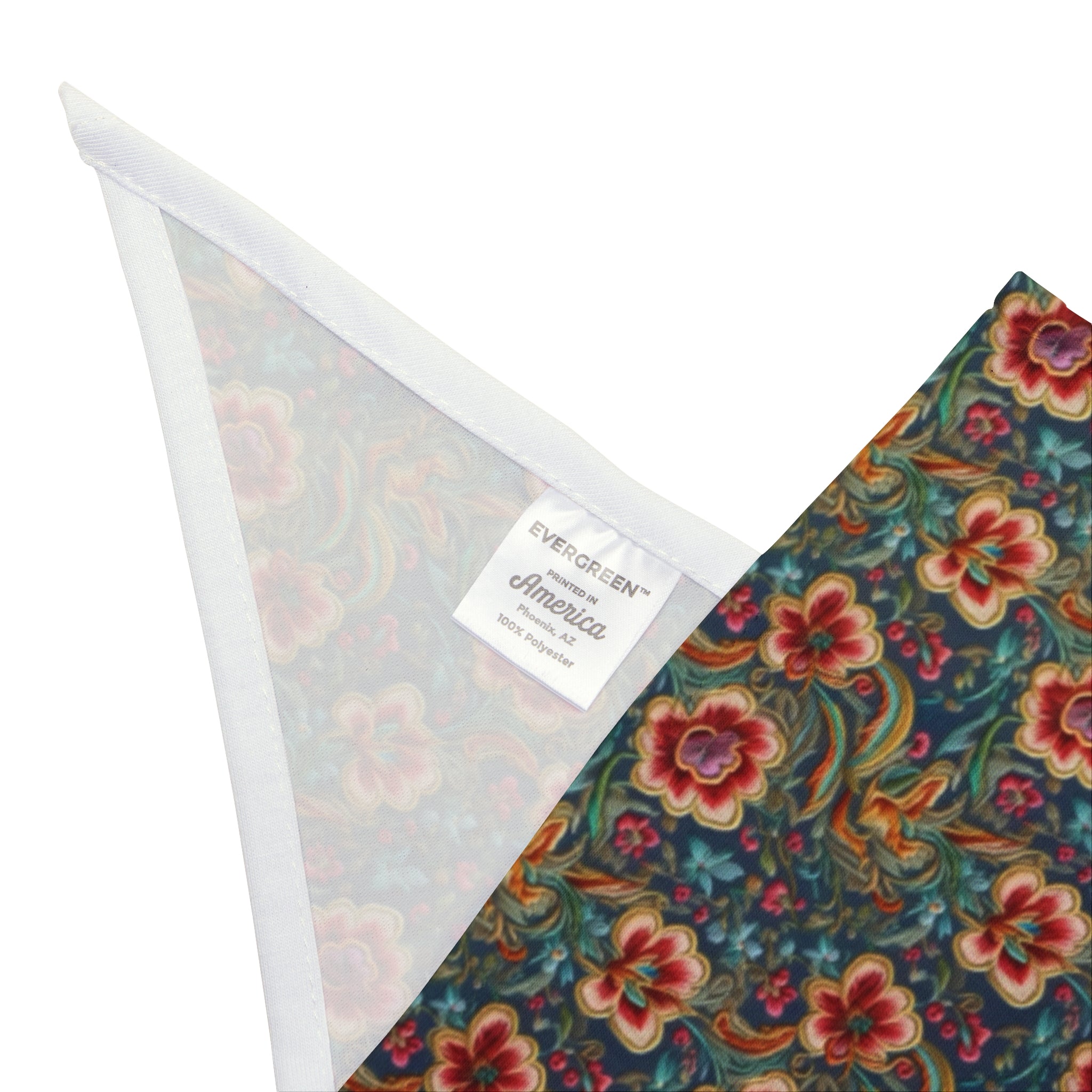 Crimson Blossoms on Teal Vintage Brocade Pattern - Pet Bandana Pet Zen