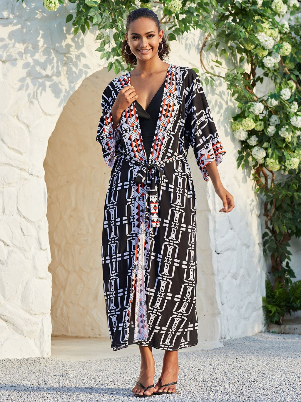 Cotton Holiday Loose Sun Protection Cardigan Long Beach Jacket Bikini Cover up Swimsuit Blouse
