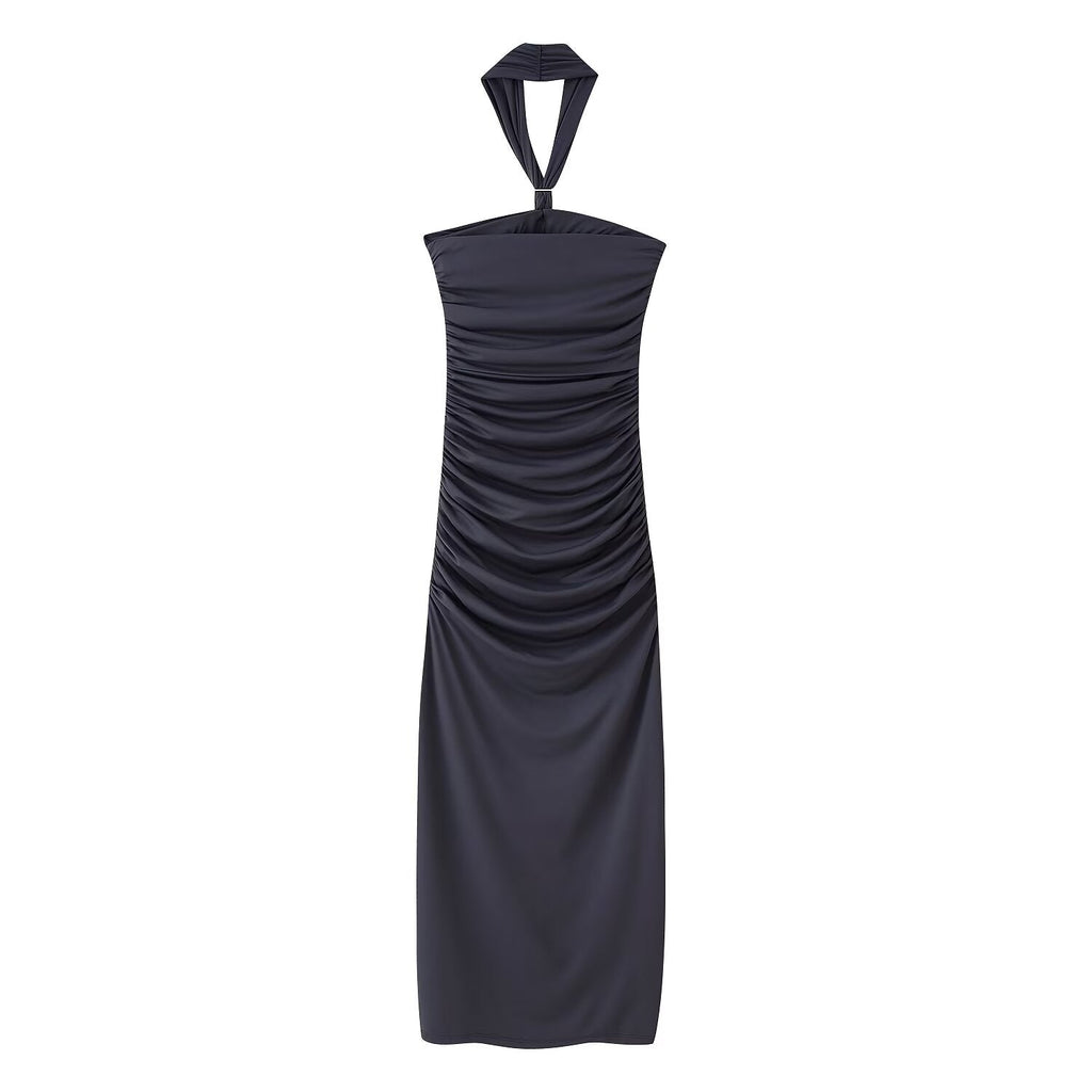 Spring Dress Women Slim Fit Slimming Casual Pleated Hip Design