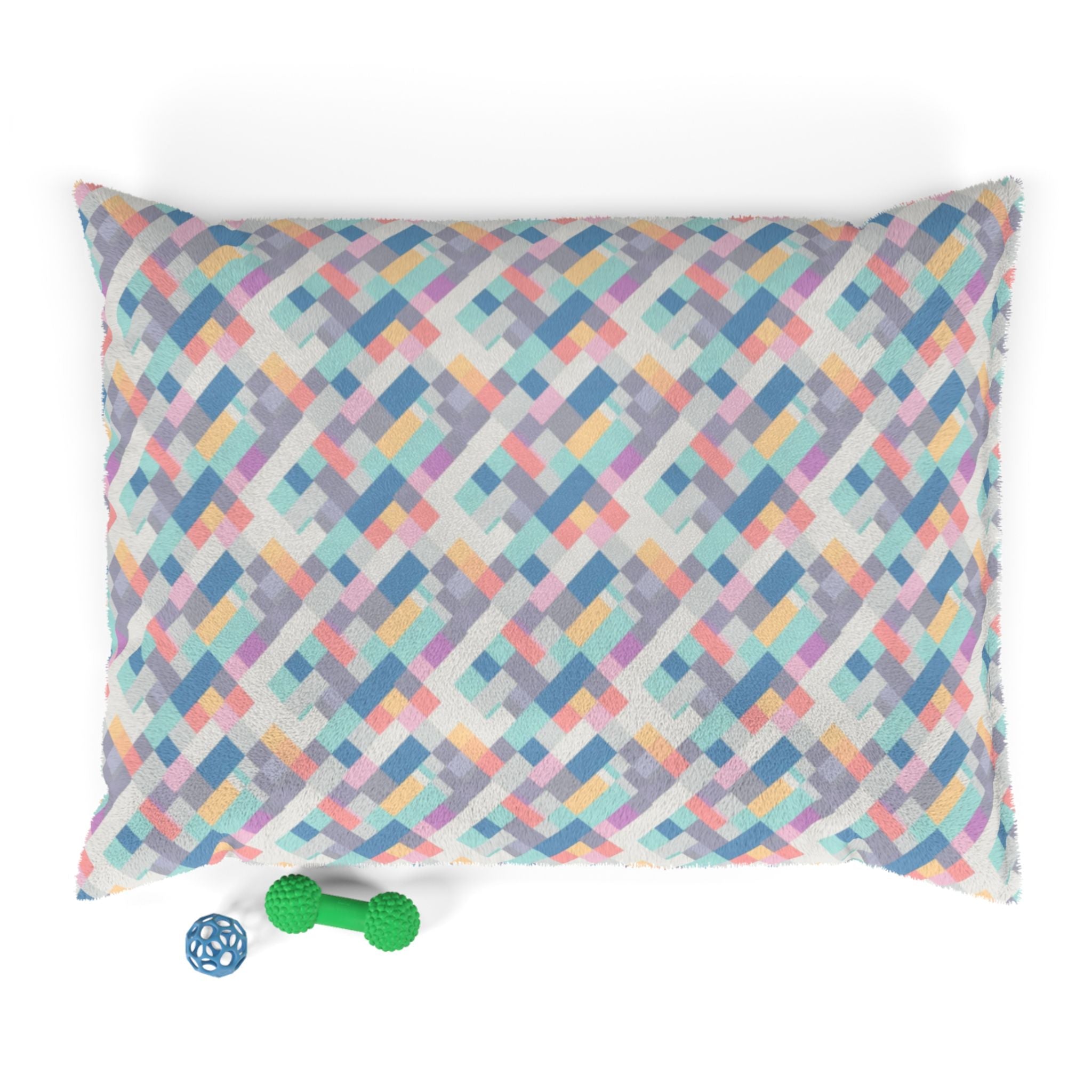 Pastel Pixel Weave in Diagonal Harmony - Pet Bed Pet Zen