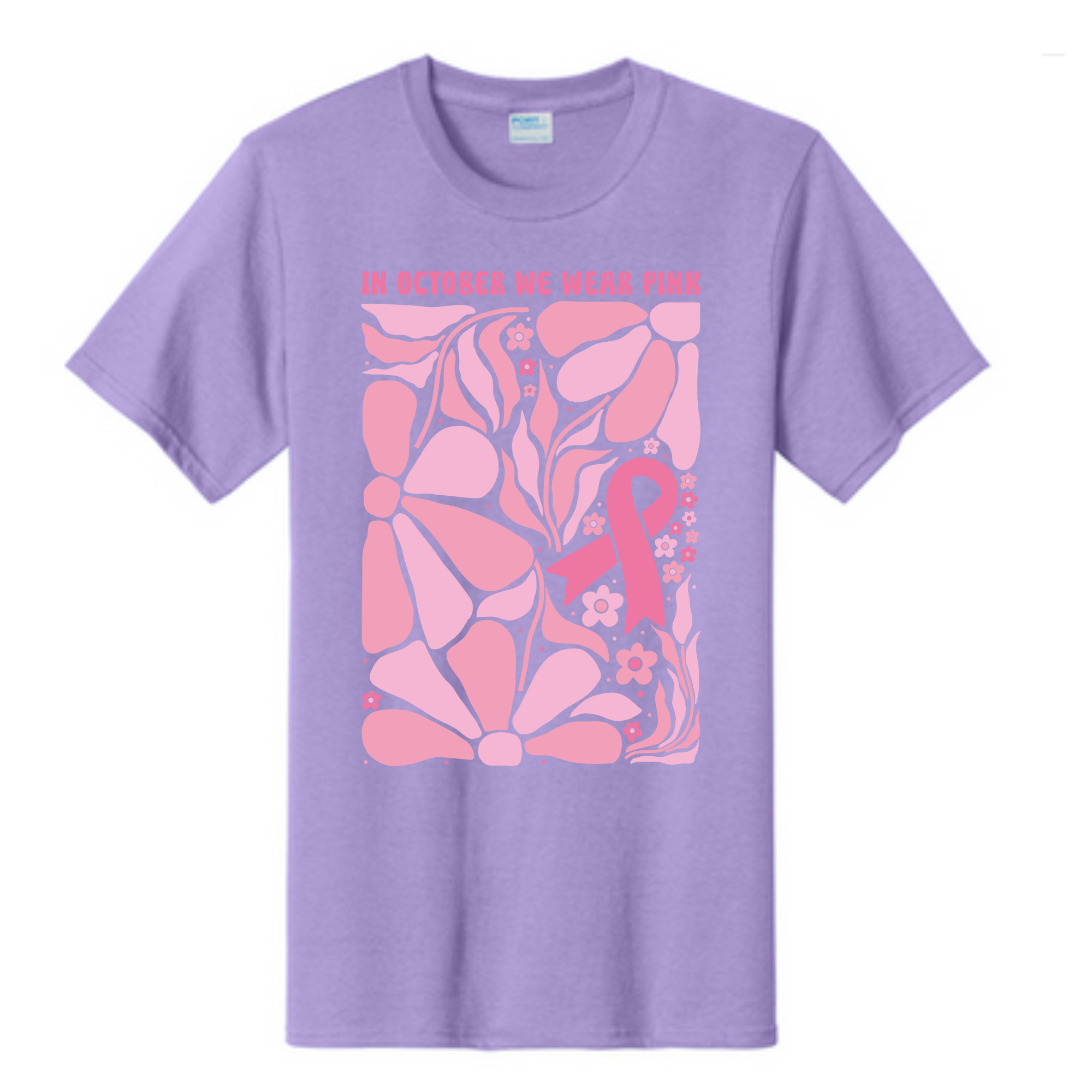 In October we wear pink Breast Cancer Awareness Fundraiser Tshirt PC61 Port & Co™ Essential Tee PUBLIC