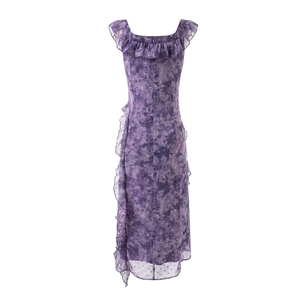 Summer Sexy Flying Sleeves Mesh Cinched Slimming Seaside Vacation Dress