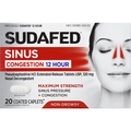 Sudafed Sinus Congestion 12 Hour Maximum Strength, 120 mg Pseudoephedrine, 20 Tablets