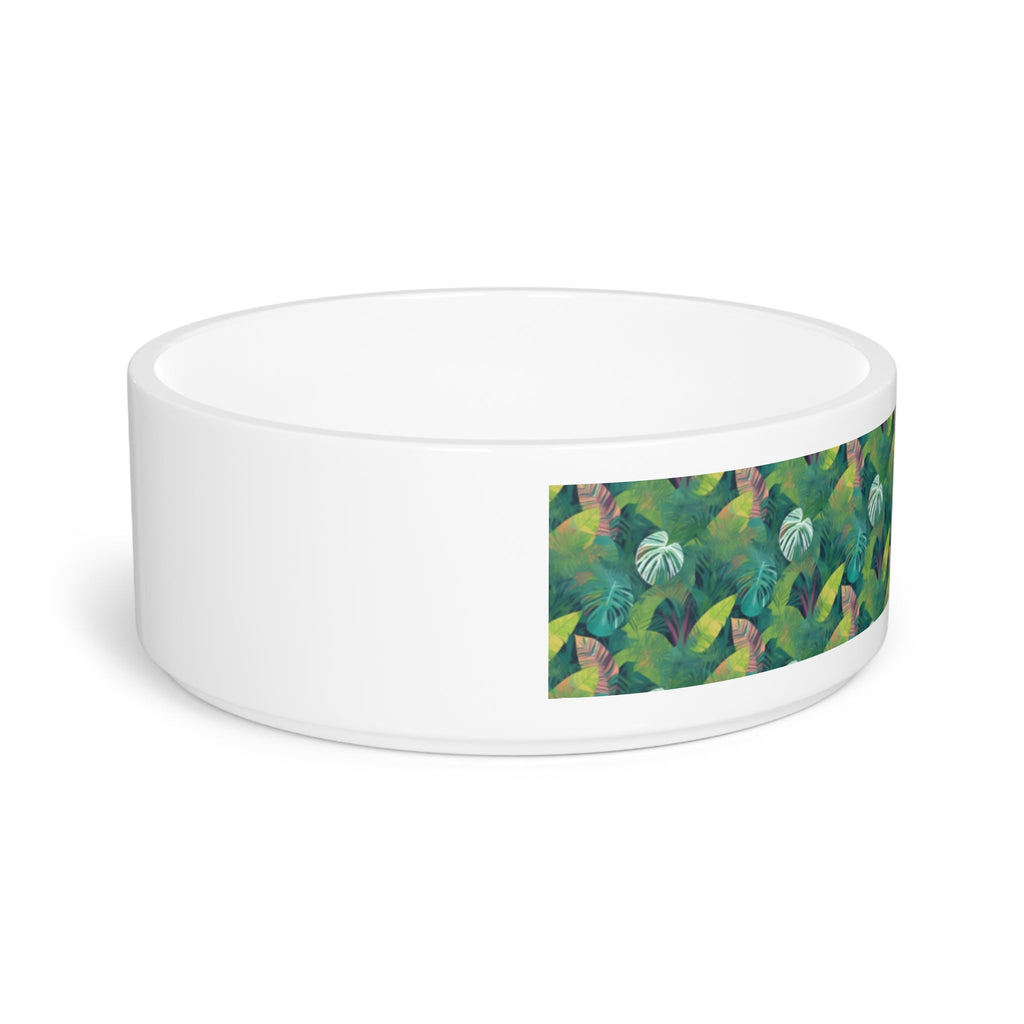 Emerald Canopy Pattern of Tropical Leaves - Pet Bowl