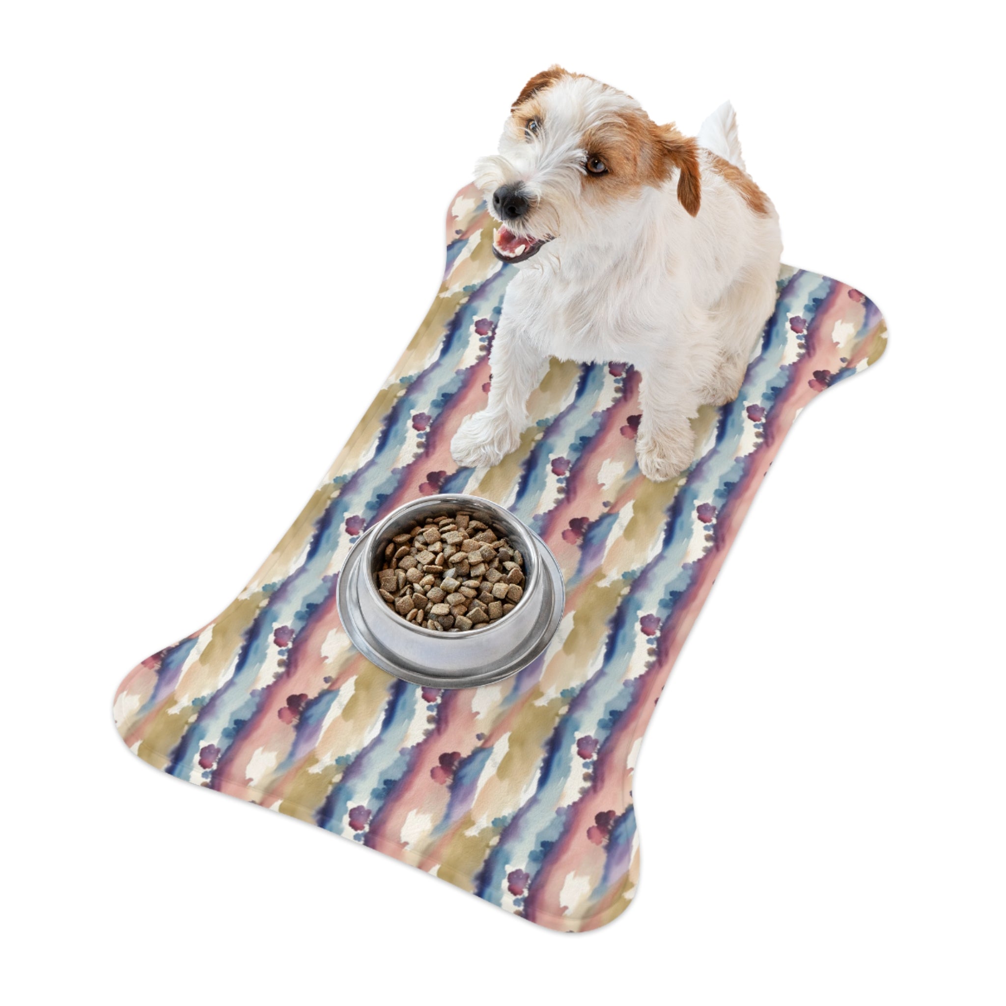 Watercolor Horizon Stripes in Dusk and Seafoam - Pet Feeding Mat Pet Ze