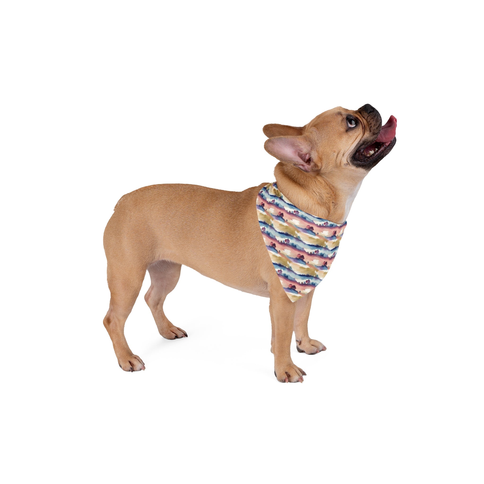 Watercolor Horizon Stripes in Dusk and Seafoam - Pet Bandana Pet Zen
