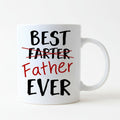 White coffee mug with bold "BEST FARTER" "Father" "EVER" text