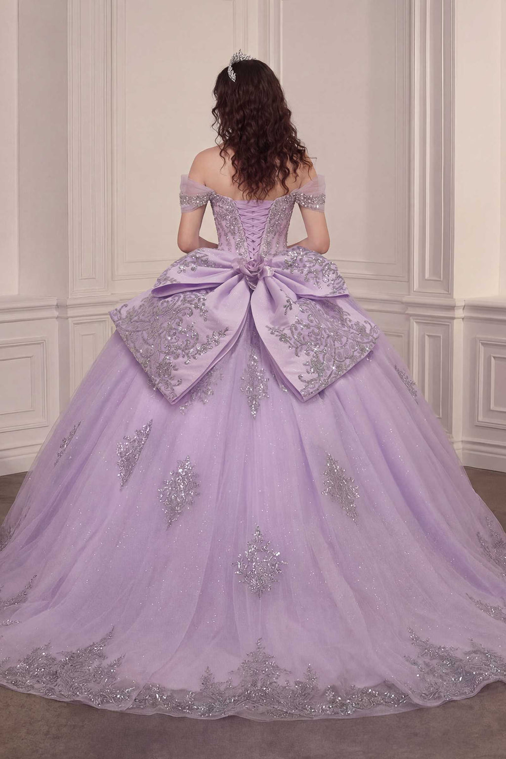 Ladivine 15730 Glitter Tulle Embroidered Lace Applique Sweet 16 Gown