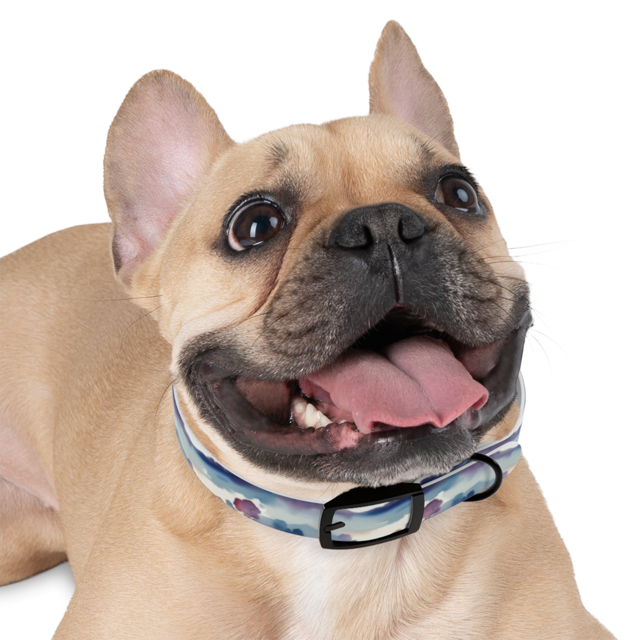 Watercolor Horizon Stripes in Dusk and Seafoam - Pet Collar Pet Zen