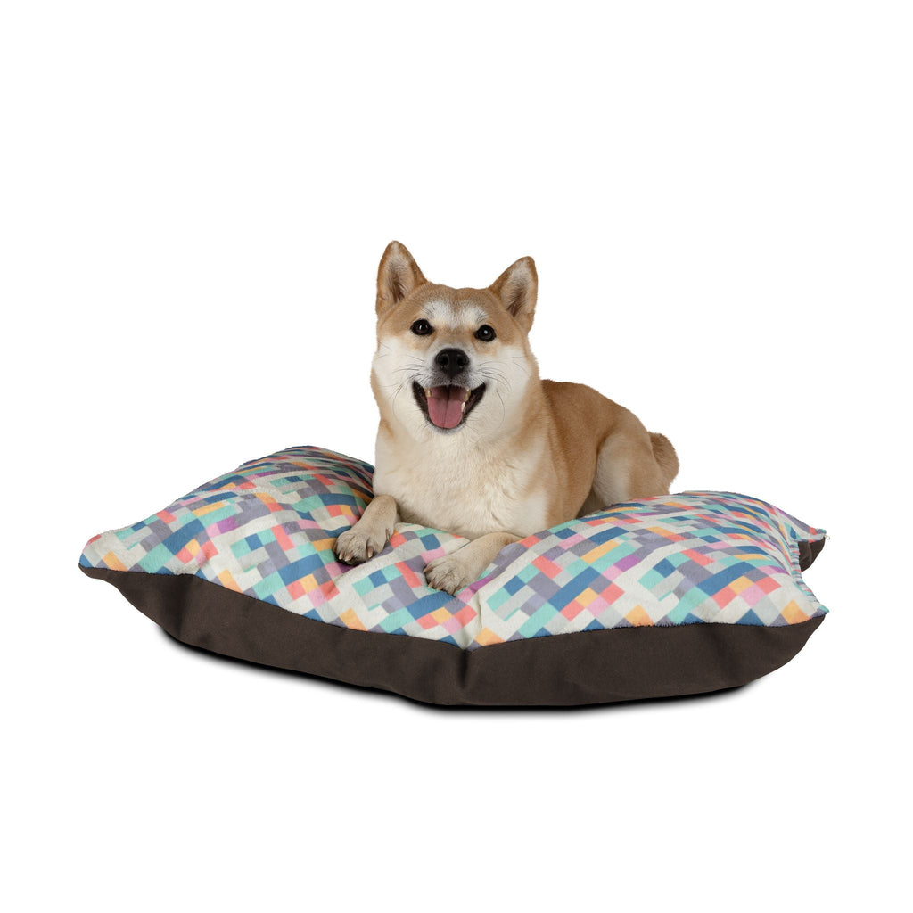 Pastel Pixel Weave in Diagonal Harmony - Pet Bed Pet Zen