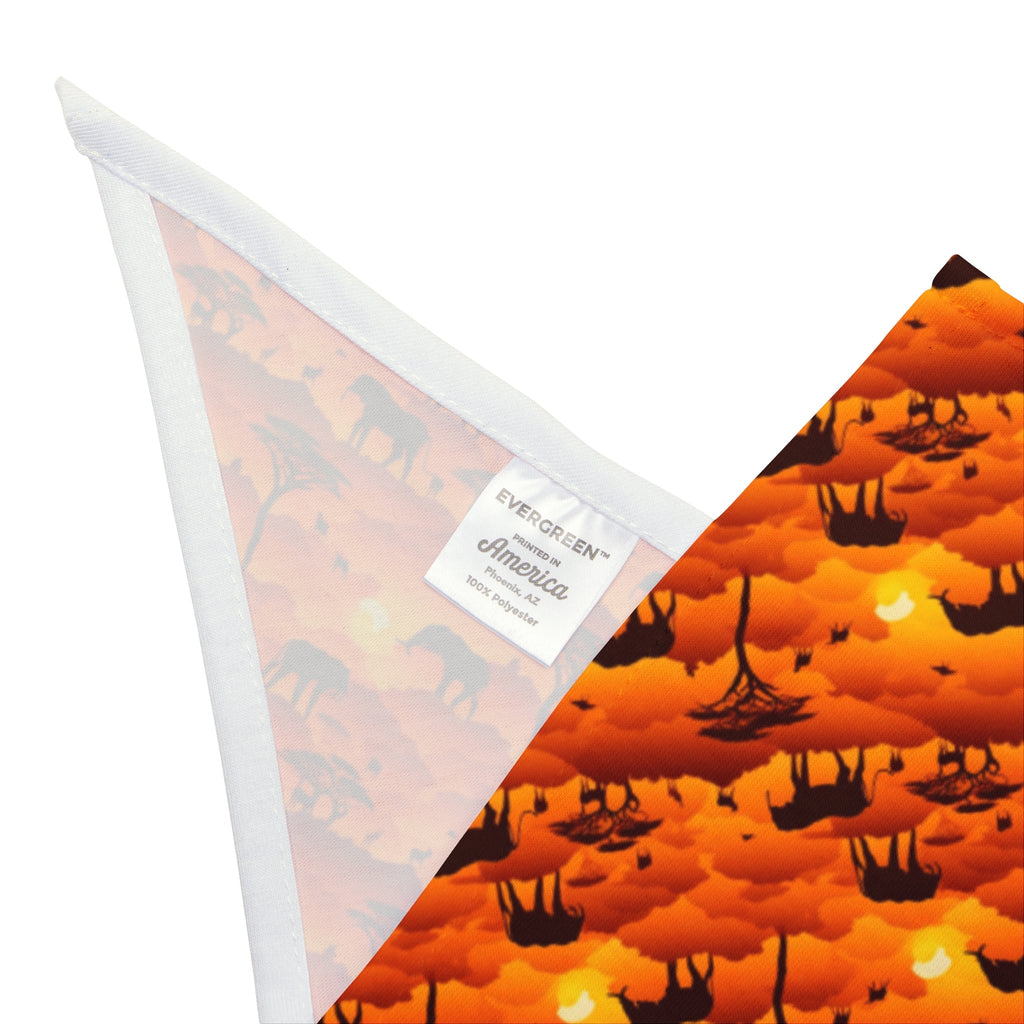 Savanna Sunset Tapestry: Elephants and Acacias in Endless Horizon - Pet Bandana Pet Zen