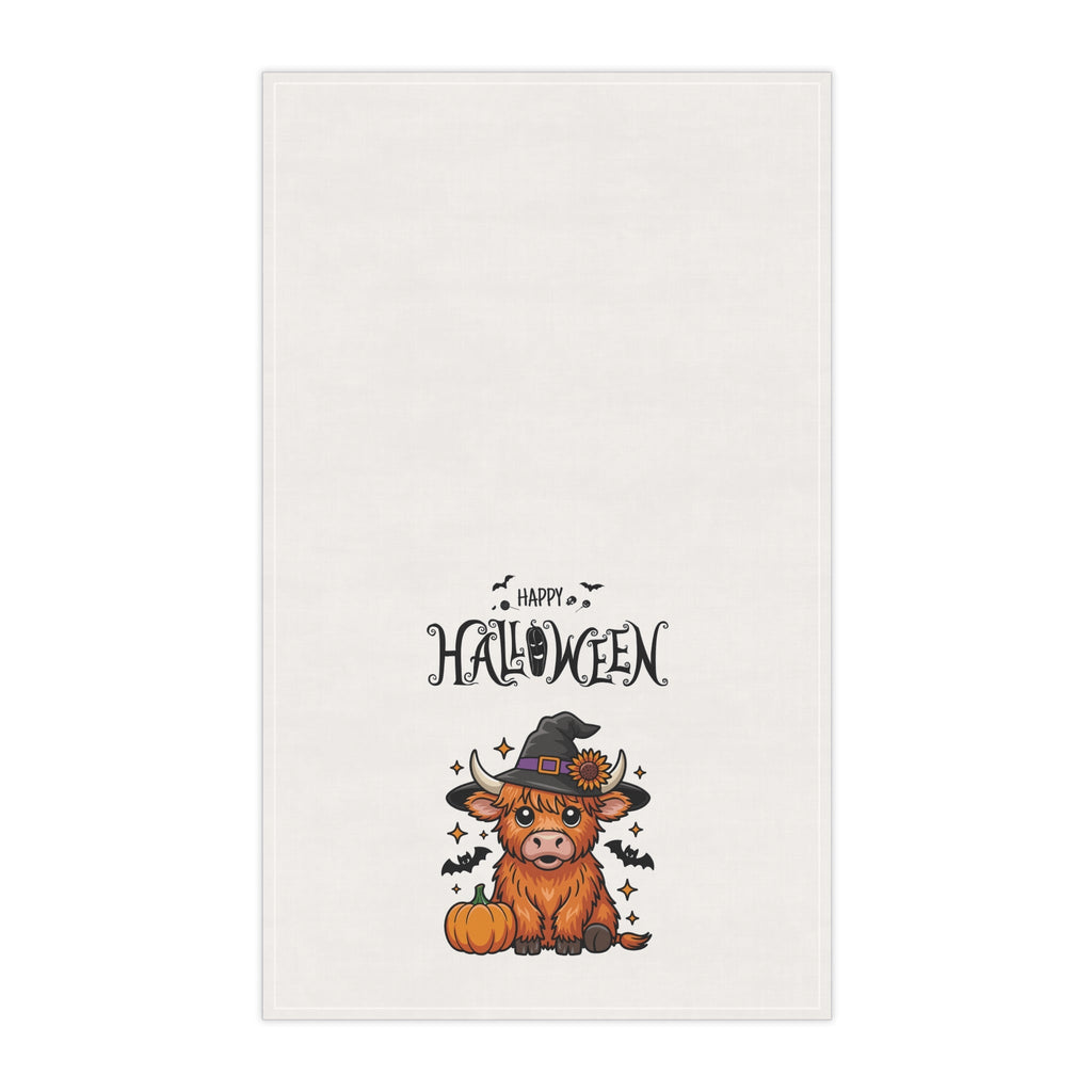 Happy Halloween cute Tea Towels, Festive Decor, Farmhouse Kitchen Accessories, Cute Highland Cow Design, Holiday Gift Ideas