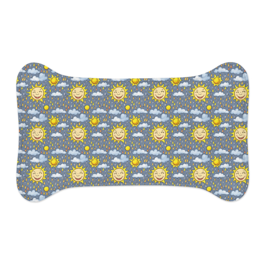 Smiling Suns in a Rainy Sky Pattern - Pet Feeding Mat Pet Ze
