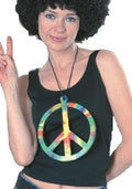Big Peace Symbol 70s Hippie Make Love Not War Necklace